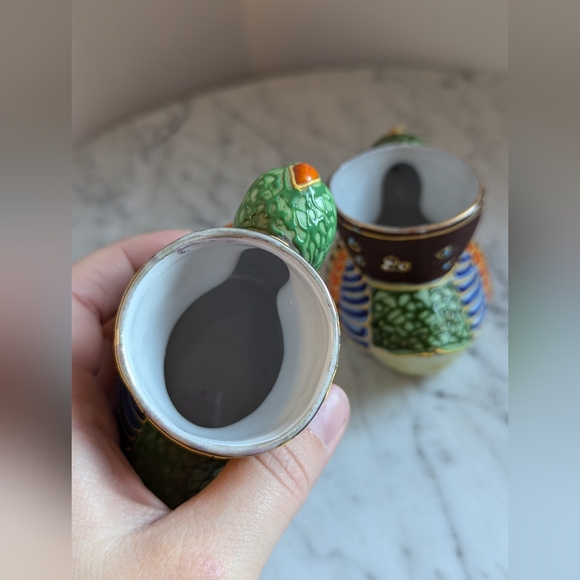 Two Vintage Japanese Moriage Kutani Chicken / Quail Egg Cups - Picture 7 of 9